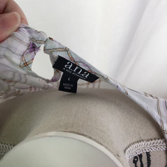 A.n.a. Ruffle short sleeve tee plaid large - Picture 13 of 16